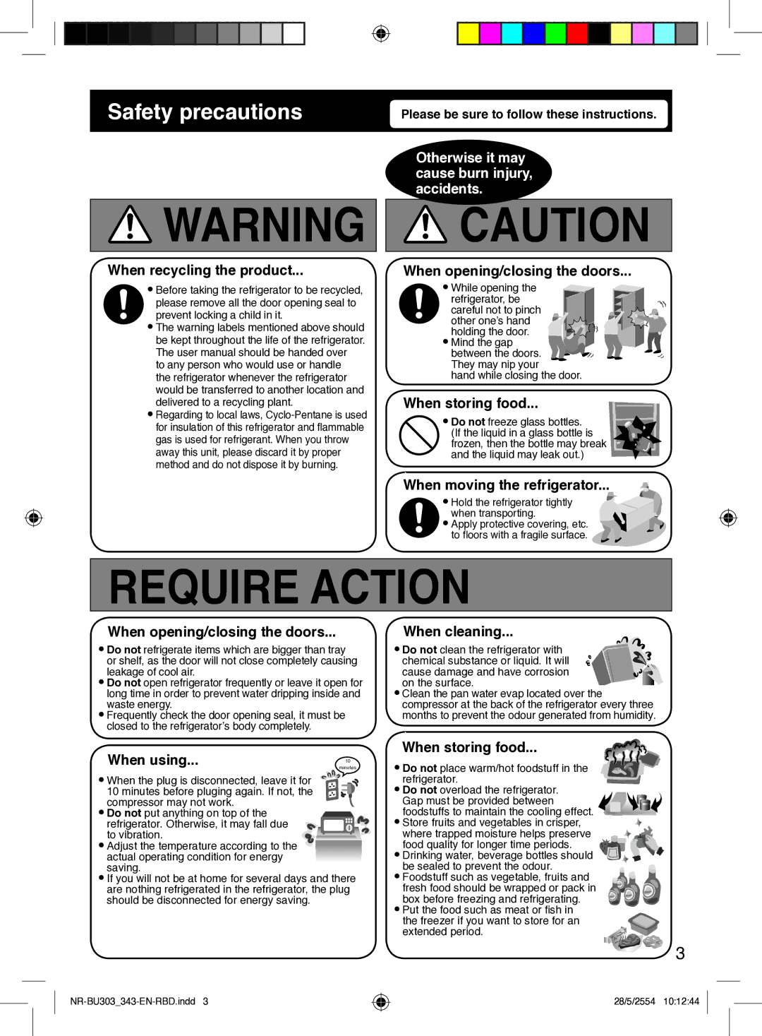 Panasonic NR-BU343, NR-BU303 warranty Otherwise it may cause burn injury, accidents 