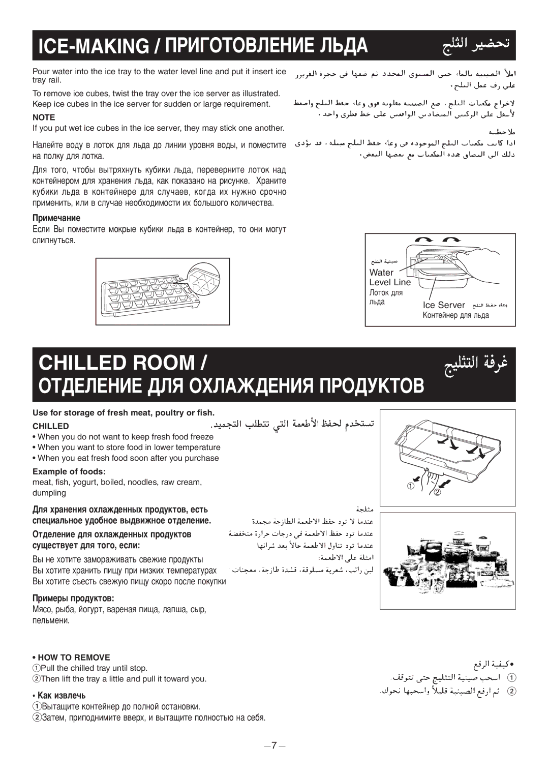 Panasonic NR-C703M, NR-C703R ICE-MAKING /èêàÉéíéÇãÖçàÖ ãúÑÄ, Chilled Room, ÉíÑÖãÖçàÖ Ñãü éïãÄÜÑÖçàü èêéÑìäíéÇ, Ëïâ˜‡Ìëâ 