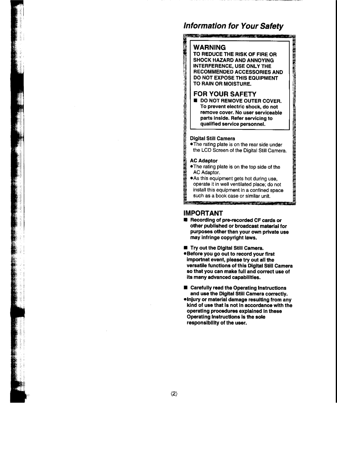 Panasonic NV-DCF1A manual 