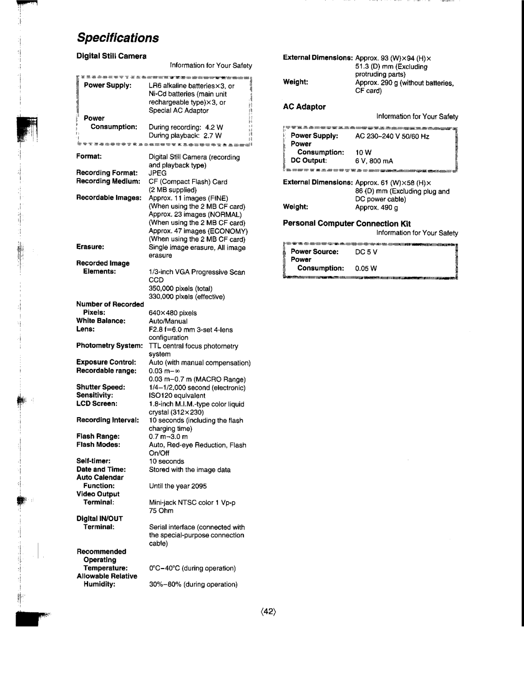 Panasonic NV-DCF1A manual 