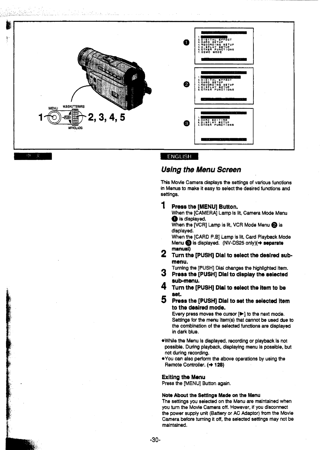 Panasonic NV-DS15A, NV-DS15ENC, NV-DS25A, NV-DS25EN manual 