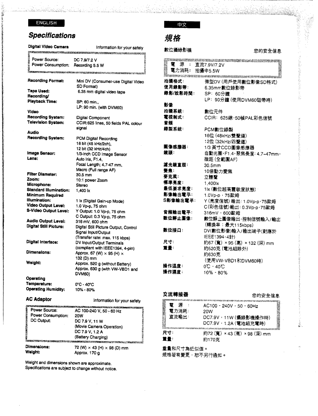 Panasonic NV-DS1EN manual 