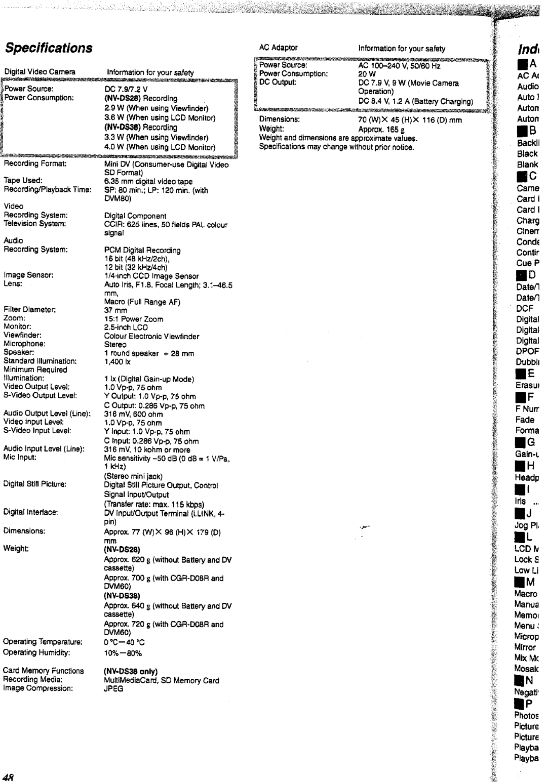 Panasonic NV-DS38A, NV-DS28A manual 