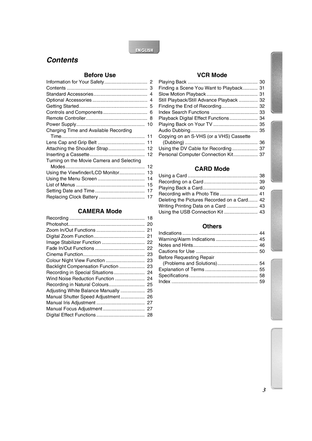 Panasonic NV-DS65, NV-DS60 operating instructions Contents 