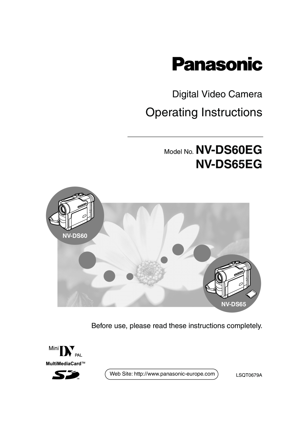 Panasonic operating instructions NV-DS60 NV-DS65, Operating Instructions, NV-DS65EG, Digital Video Camera 
