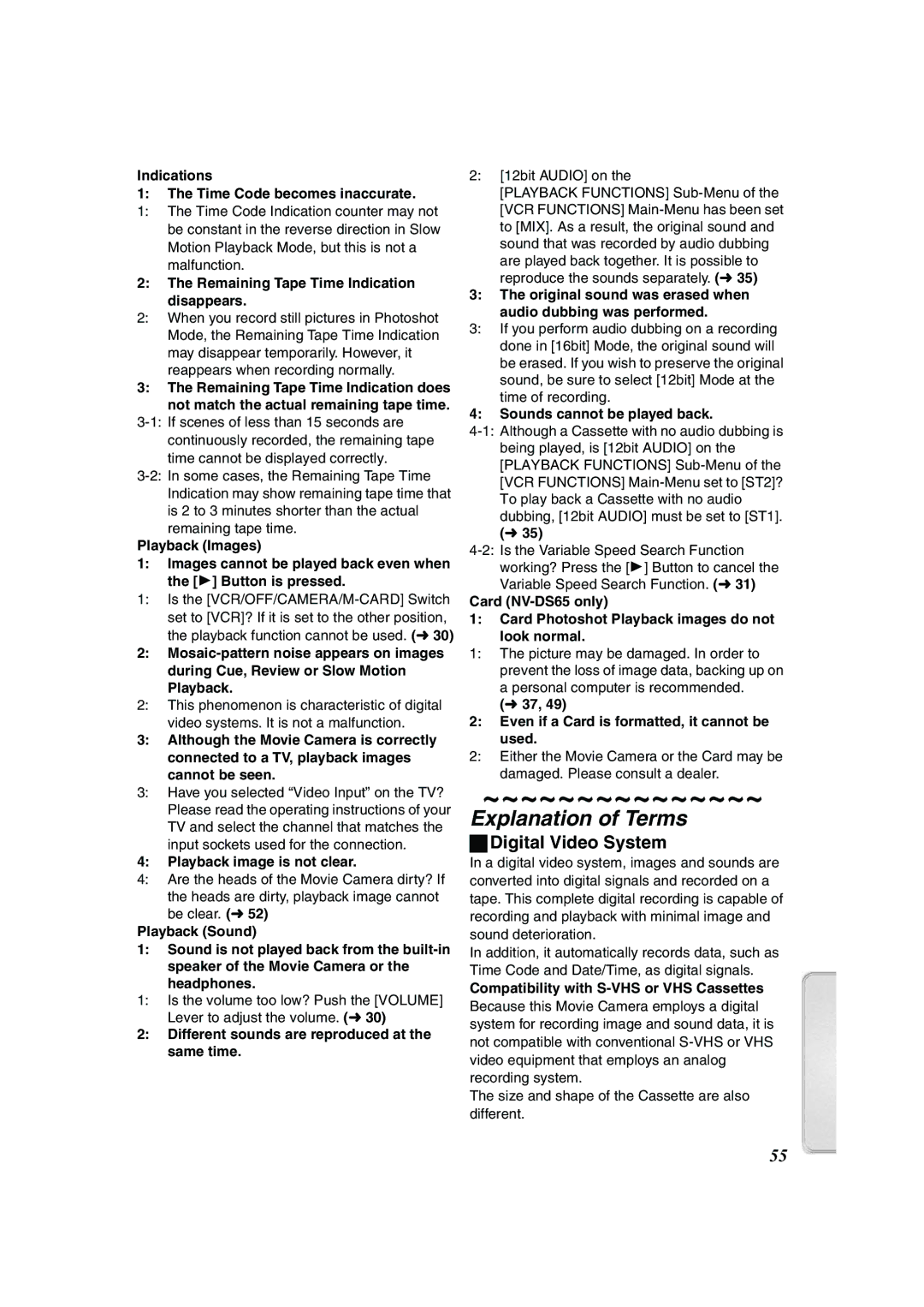 Panasonic NV-DS65EG, NV-DS60EG operating instructions Explanation of Terms, Digital Video System 