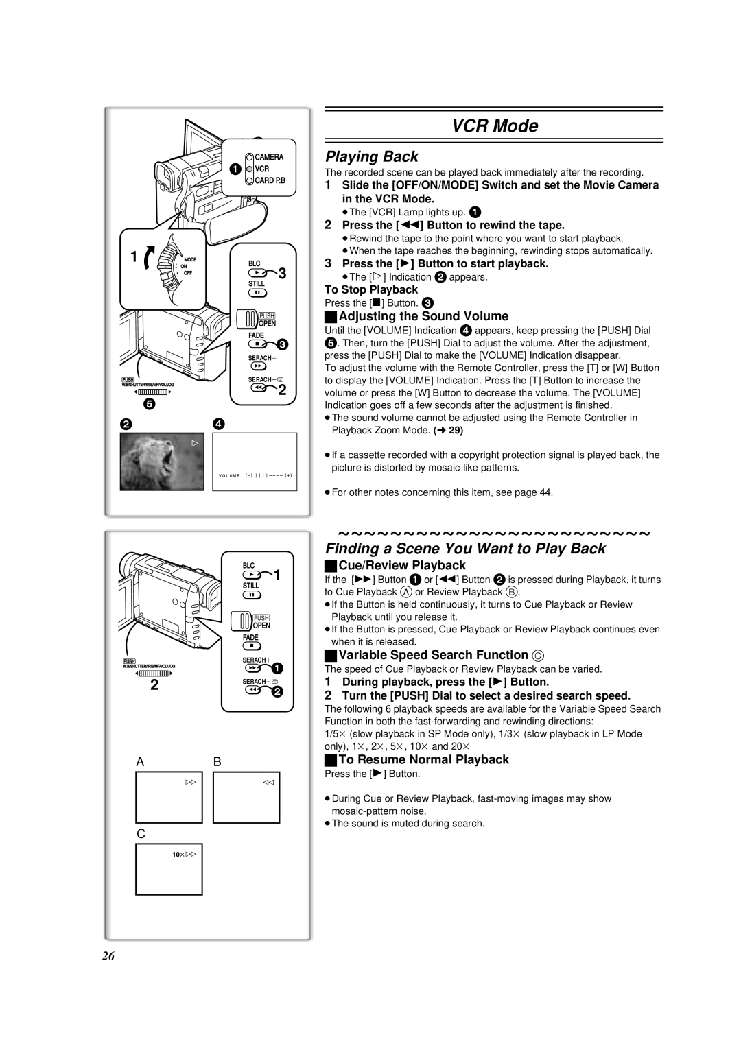 Panasonic NV-DS88A operating instructions Playing Back, Finding a Scene You Want to Play Back 