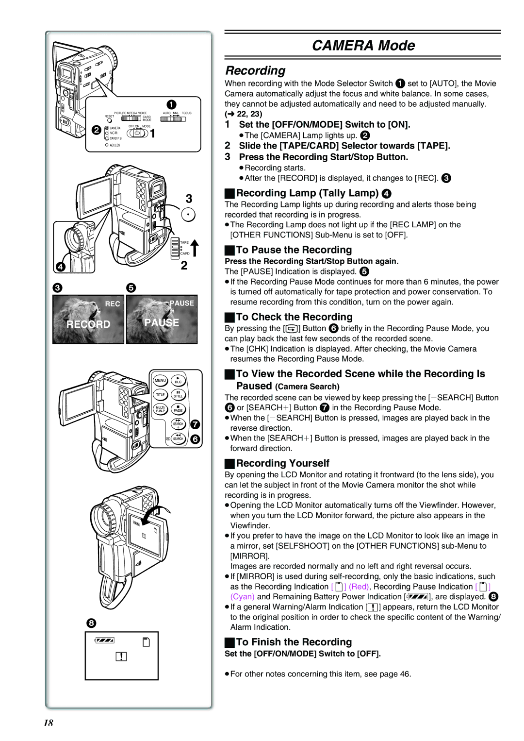 Panasonic NV-EX21EG operating instructions Recording 