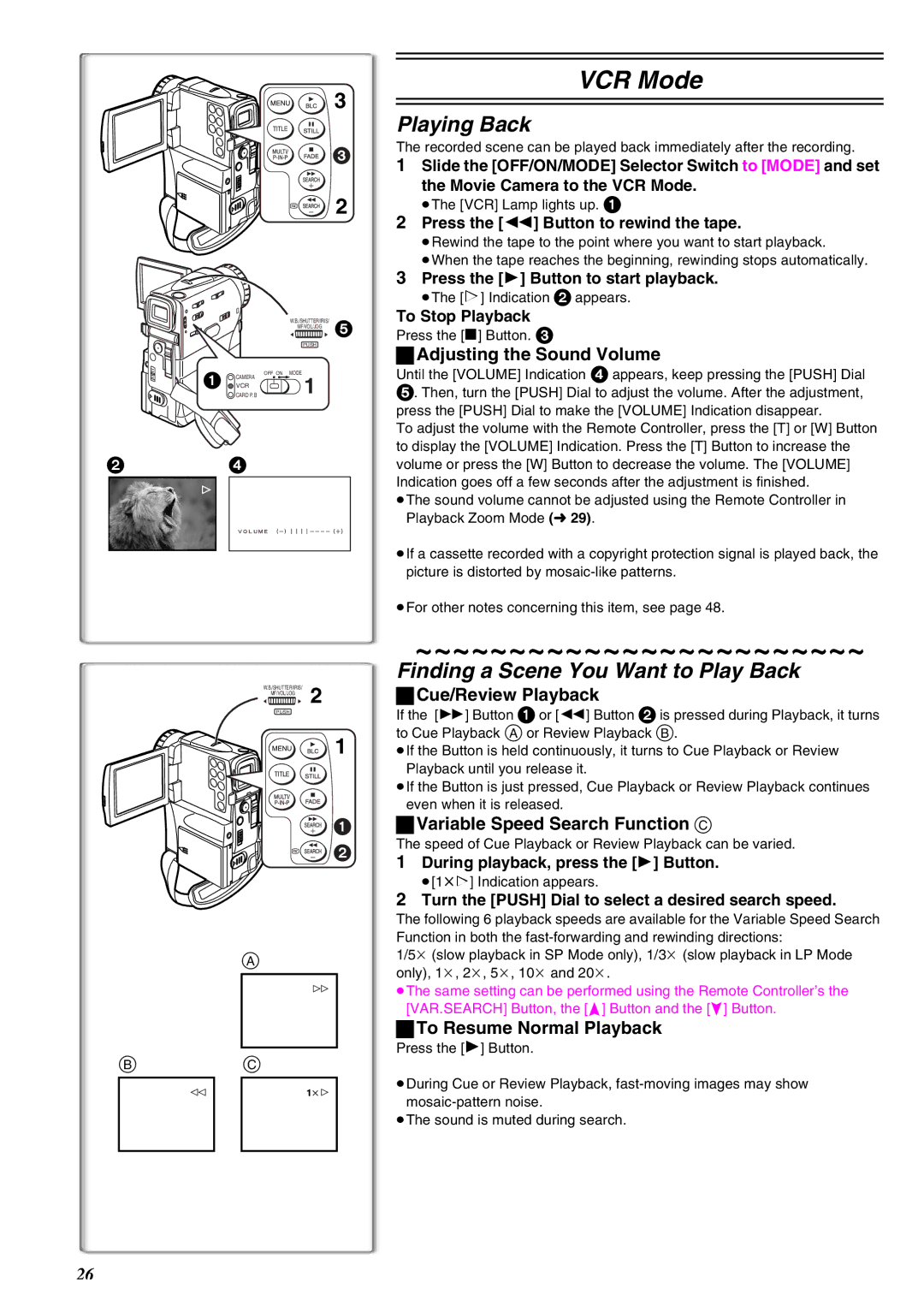 Panasonic NV-EX21EG operating instructions Playing Back, Finding a Scene You Want to Play Back 