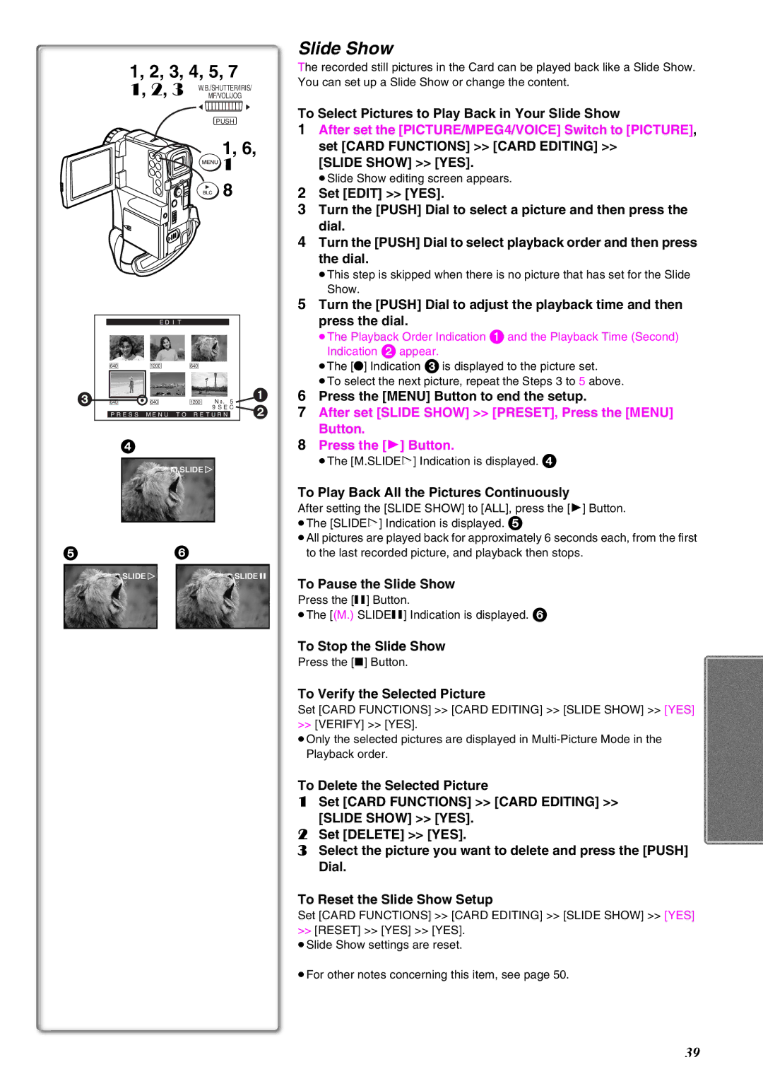 Panasonic NV-EX21EG operating instructions Slide Show YES 