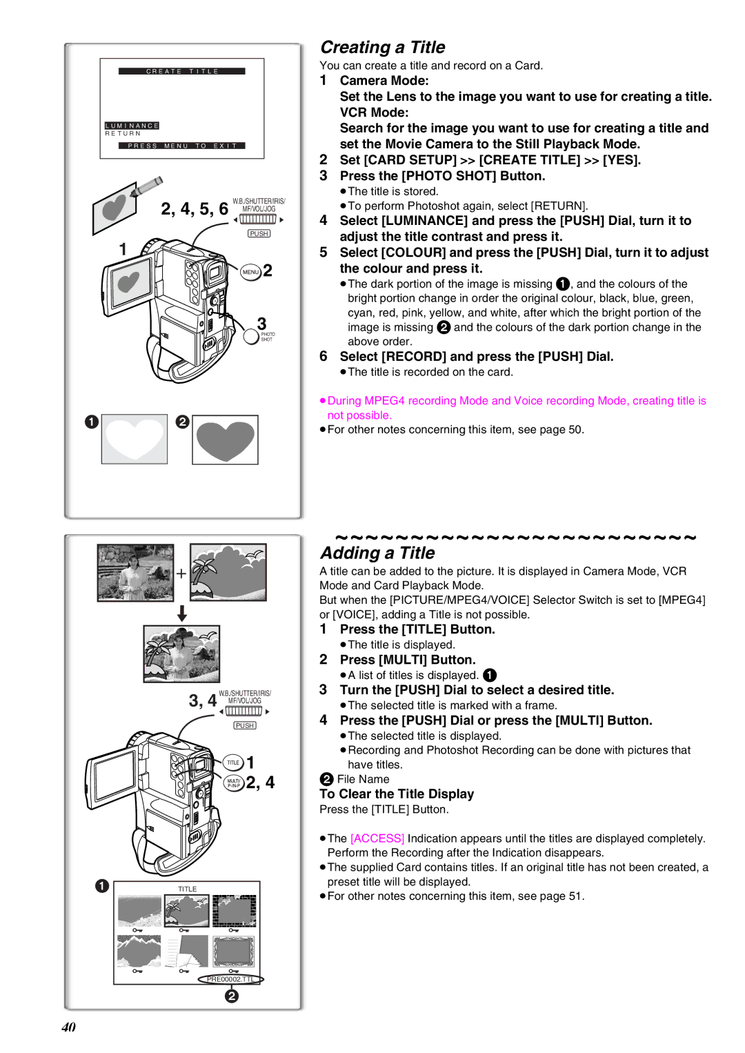 Panasonic NV-EX21EG operating instructions Creating a Title, Adding a Title 