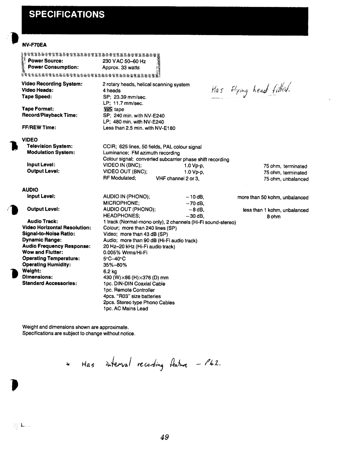 Panasonic NV-F70EA manual 