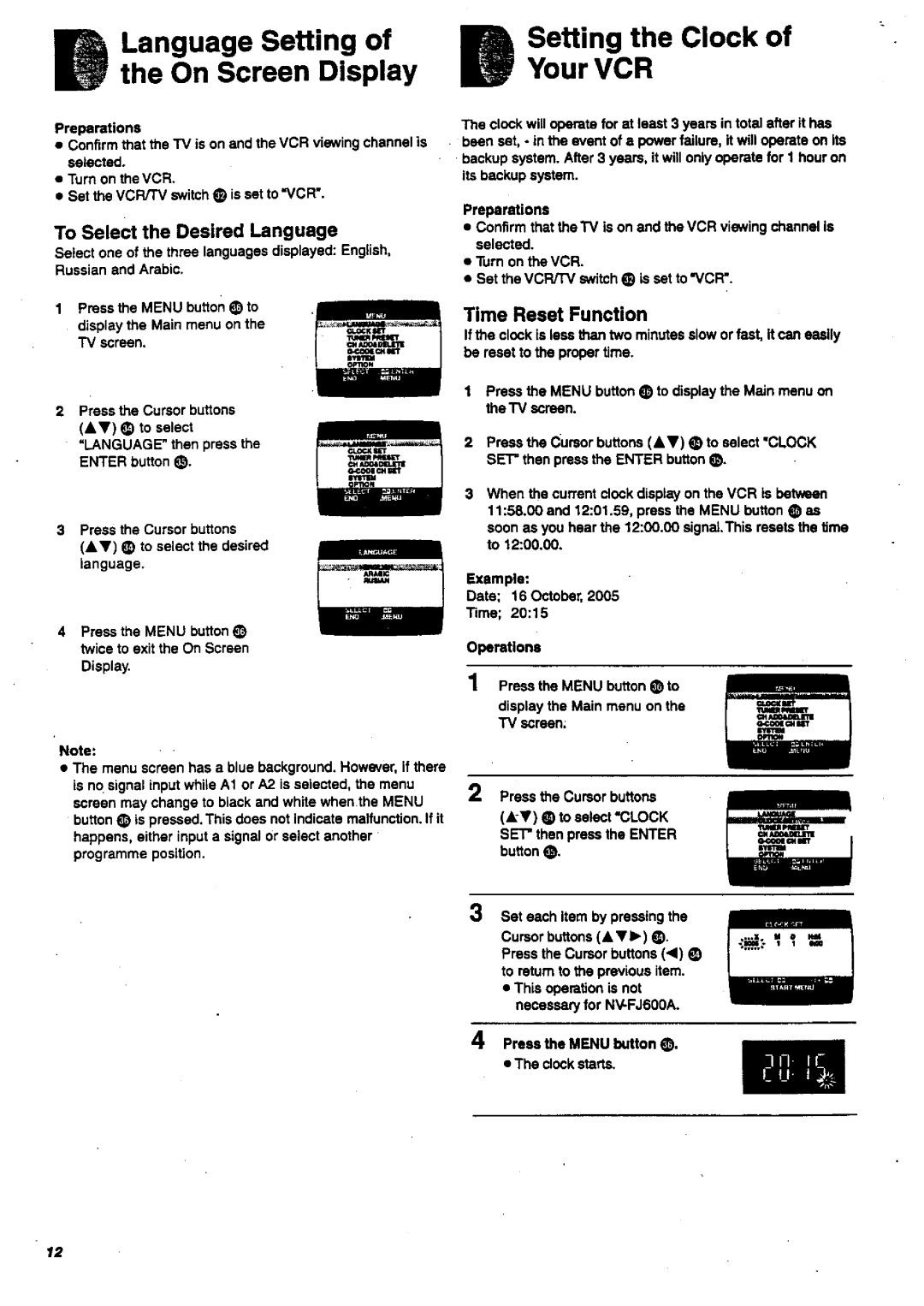 Panasonic NV-FJ600 manual 