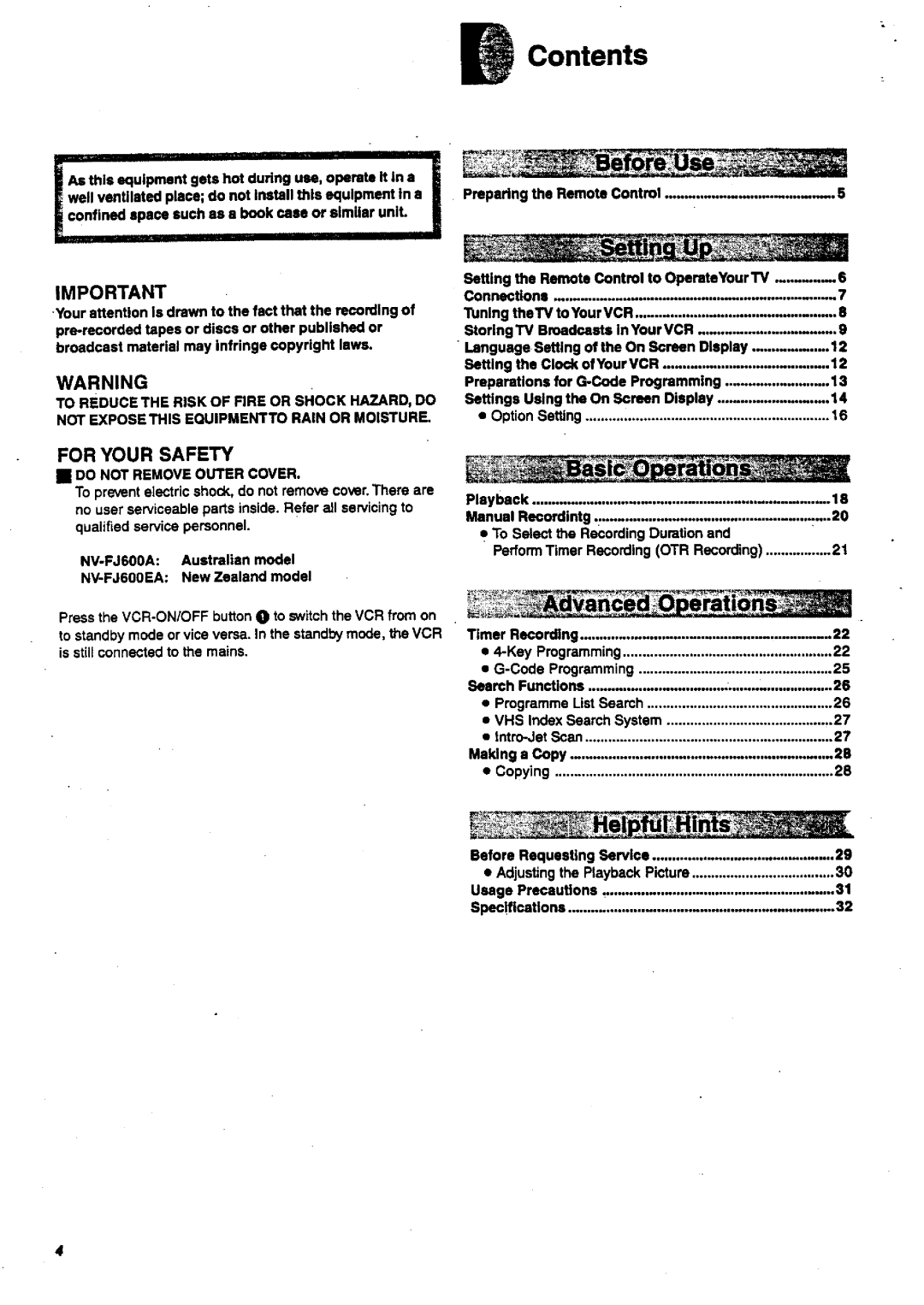 Panasonic NV-FJ600 manual 