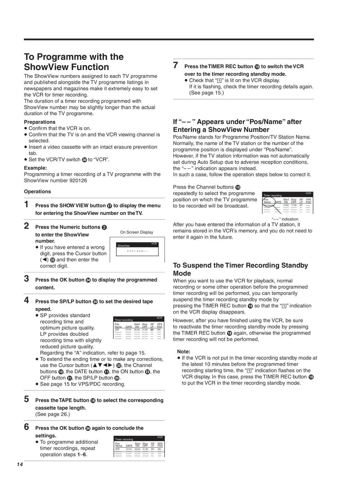 Panasonic NV-FJ610, NV-FJ606 To Programme with ShowView Function, Press the Numeric buttons To enter the ShowView number 