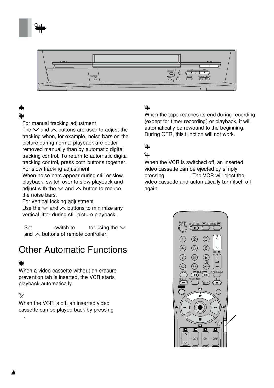 Panasonic NV-FJ610PMP manual Other Functions, Other Automatic Functions 