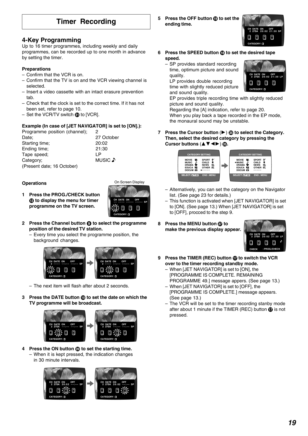 Panasonic NV-FJ620, NV-FJ625AM specifications Timer Recording, Key Programming 