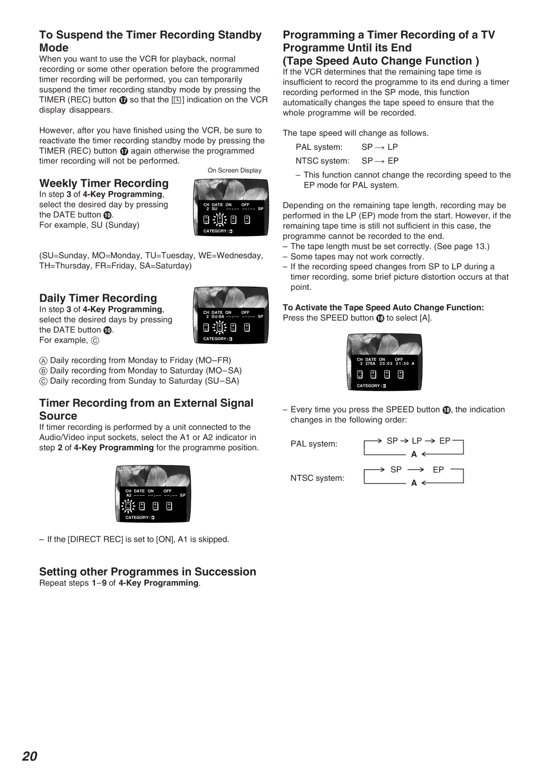 Panasonic NV-FJ625AM, NV-FJ620 specifications To Suspend the Timer Recording Standby Mode, Daily Timer Recording 