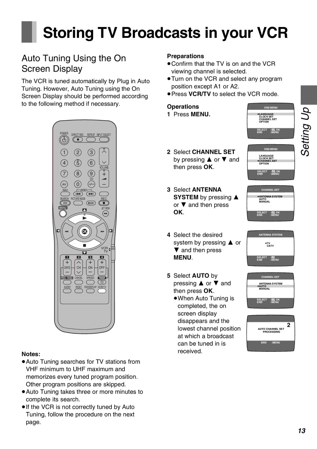 Panasonic NV-SJ430PMP, NV-FJ630PMP manual Storing TV Broadcasts in your VCR, Preparations 