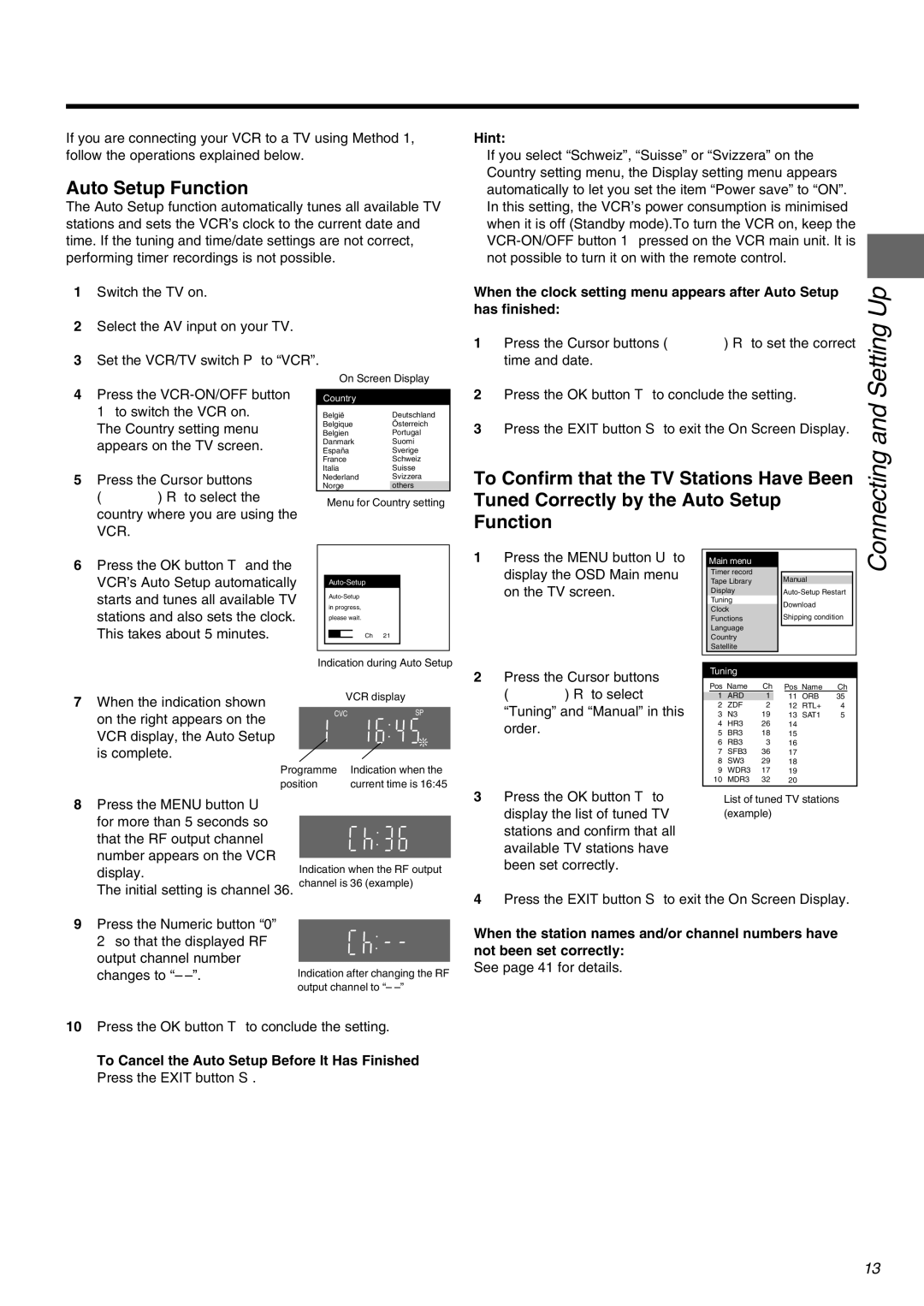 Panasonic NV-FJ710 Series operating instructions Auto Setup Function, To Confirm that the TV Stations Have Been 