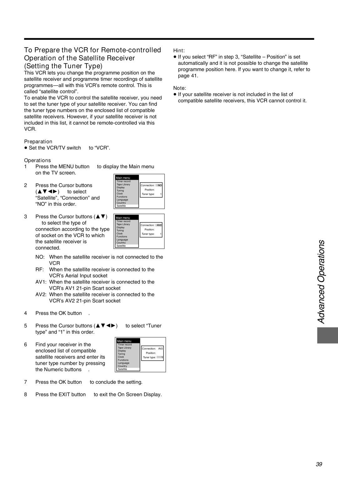 Panasonic NV-FJ710 Series operating instructions Preparation, Operations 