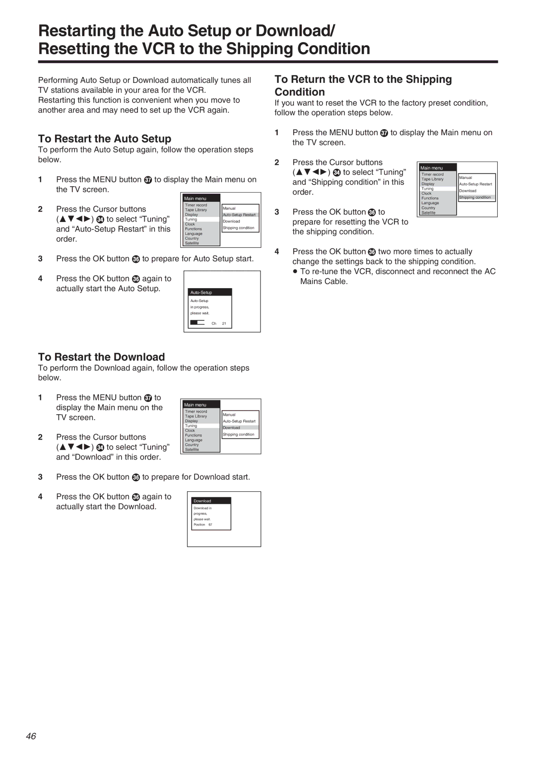 Panasonic NV-FJ710 Series operating instructions To Restart the Download 