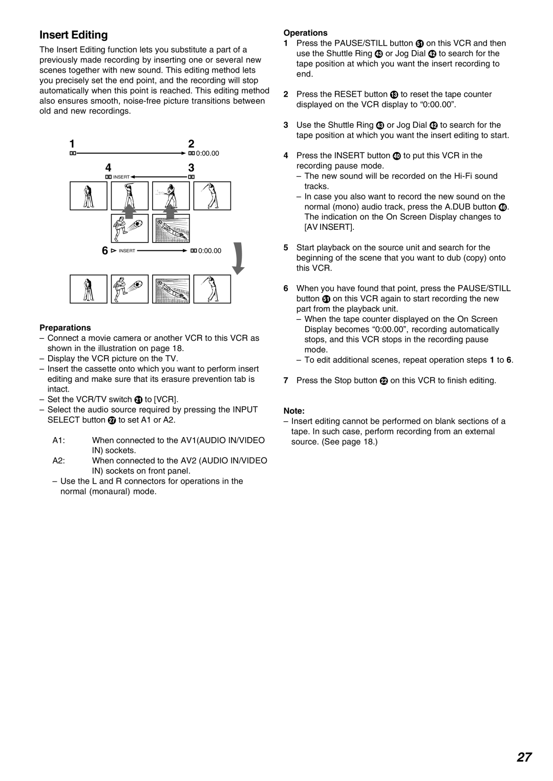 Panasonic NV-FJ720 specifications Insert Editing 