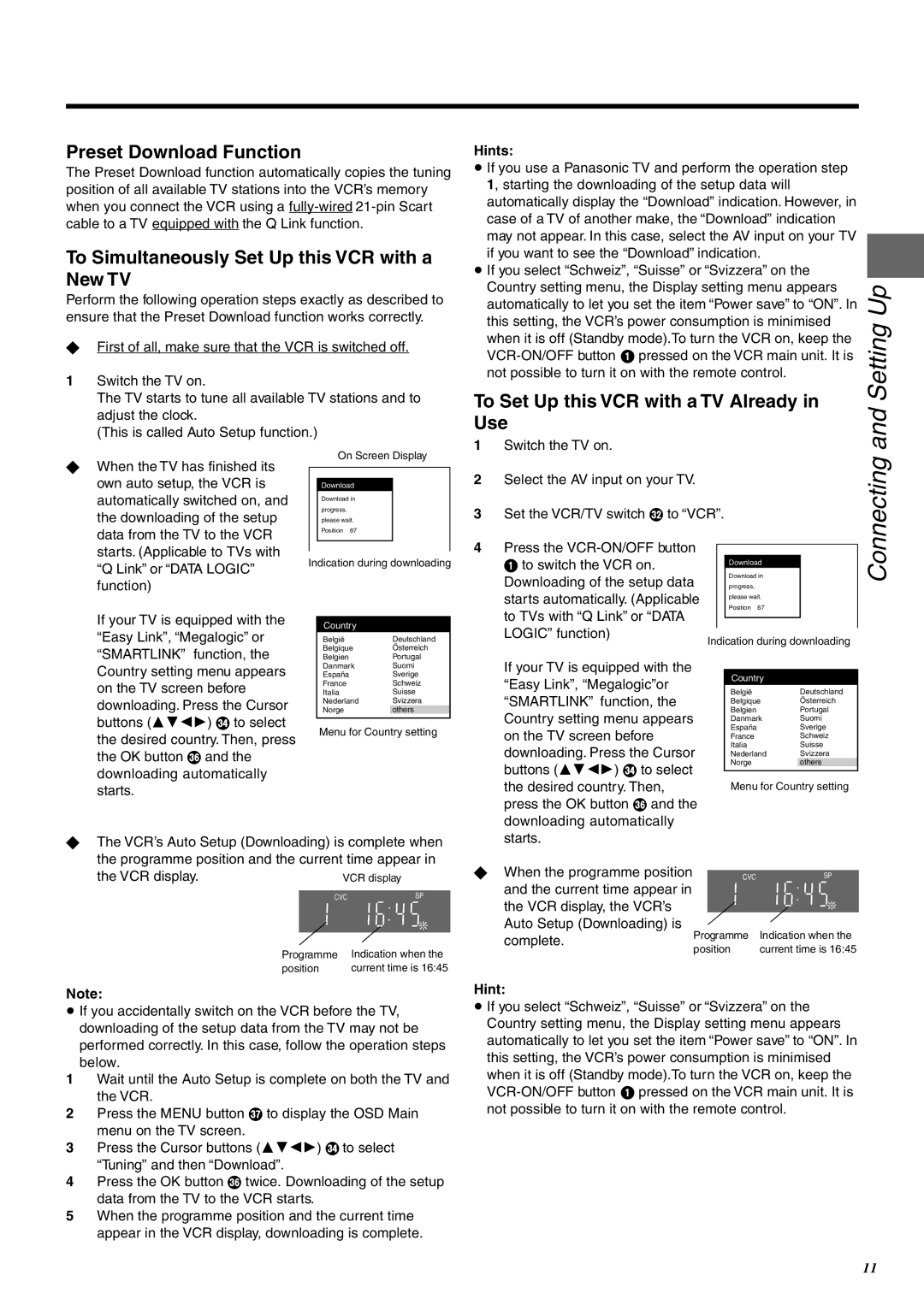 Panasonic NV-FJ760 manual Setting, Connecting 