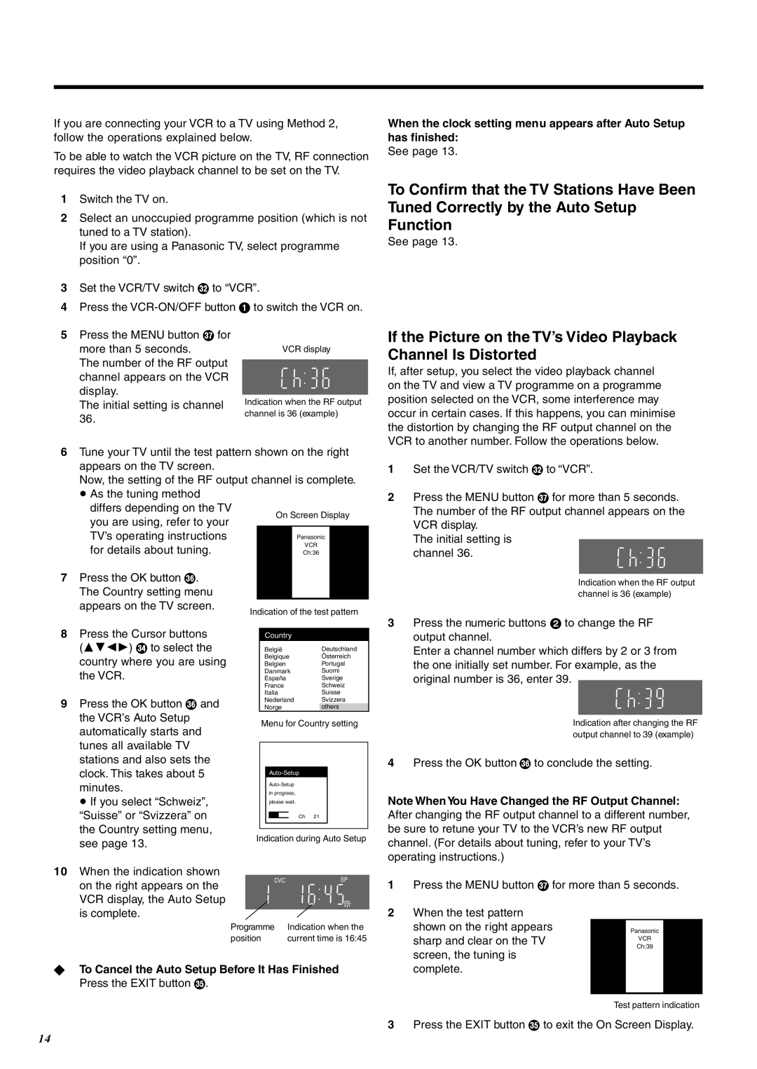 Panasonic NV-FJ760 manual Number of the RF output Channel appears on the VCR Display, Initial setting is channel, See 