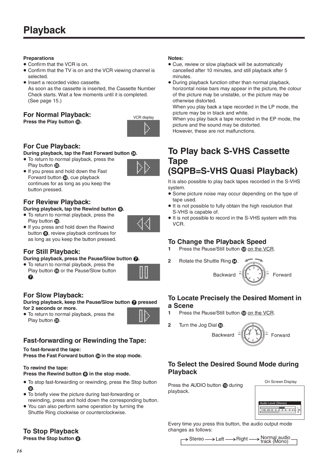 Panasonic NV-FJ760 manual To Play back S-VHS Cassette Tape SQPB=S-VHS Quasi Playback 