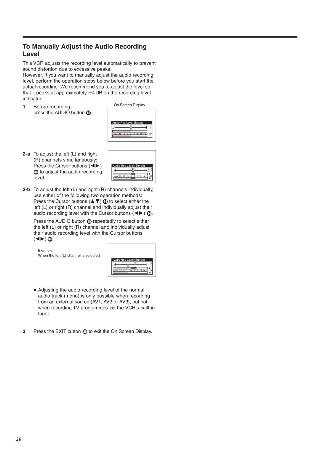 Panasonic NV-FJ760 manual To Manually Adjust the Audio Recording Level 