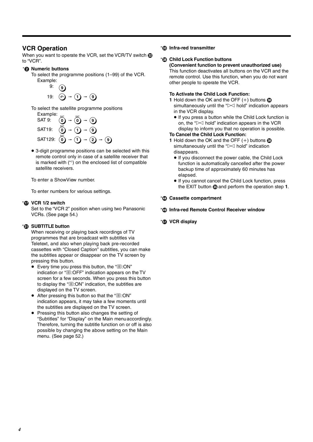 Panasonic NV-FJ760 manual VCR Operation 