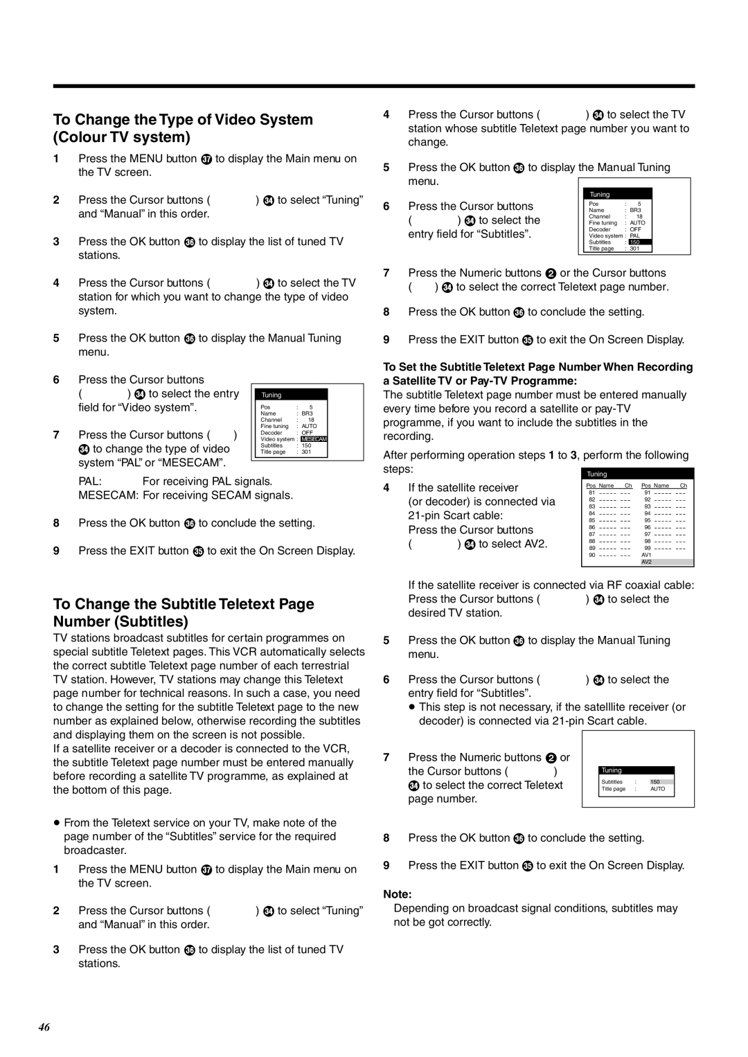 Panasonic NV-FJ760 manual To Change the Type of Video System Colour TV system 