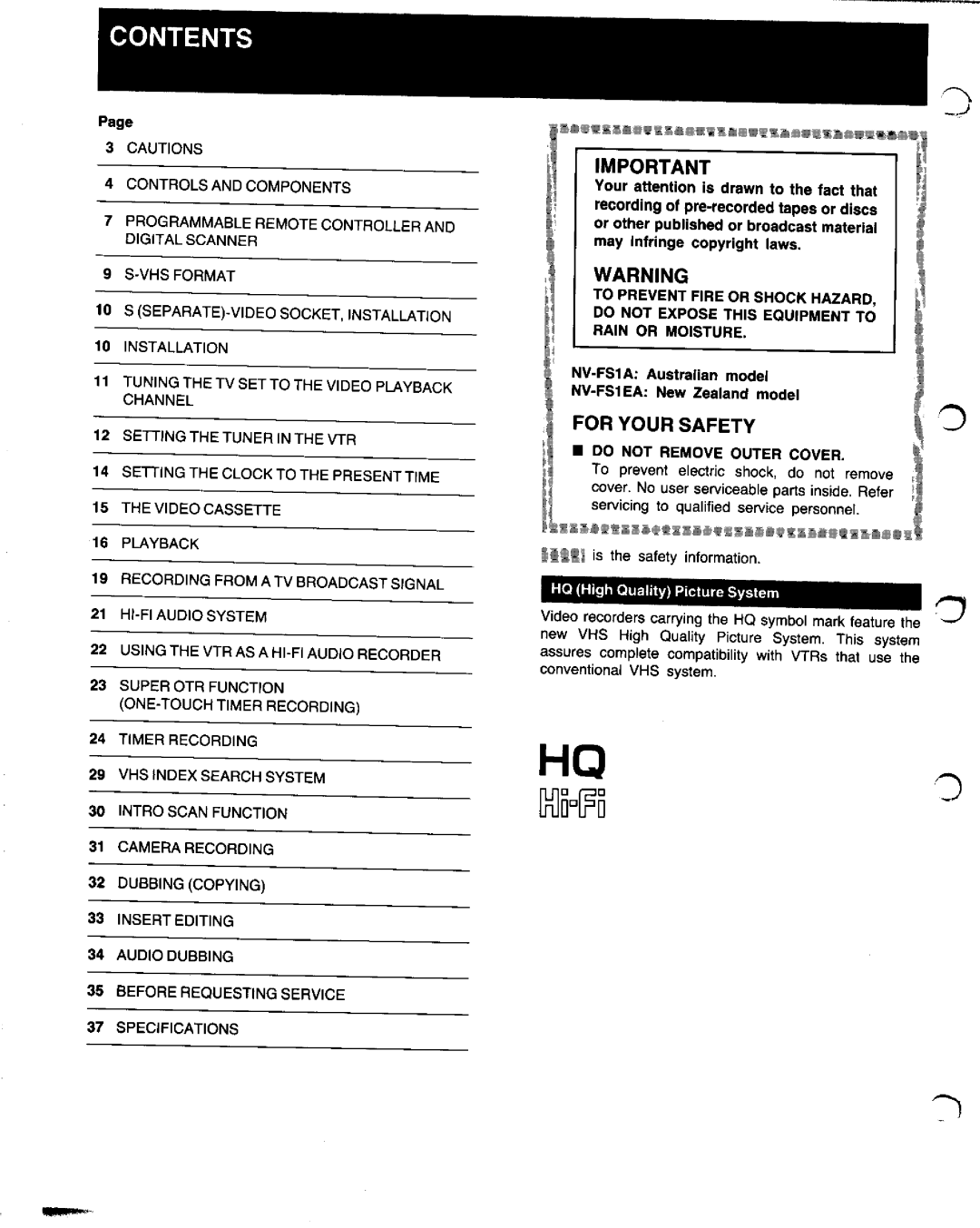 Panasonic NV-FS1 manual 