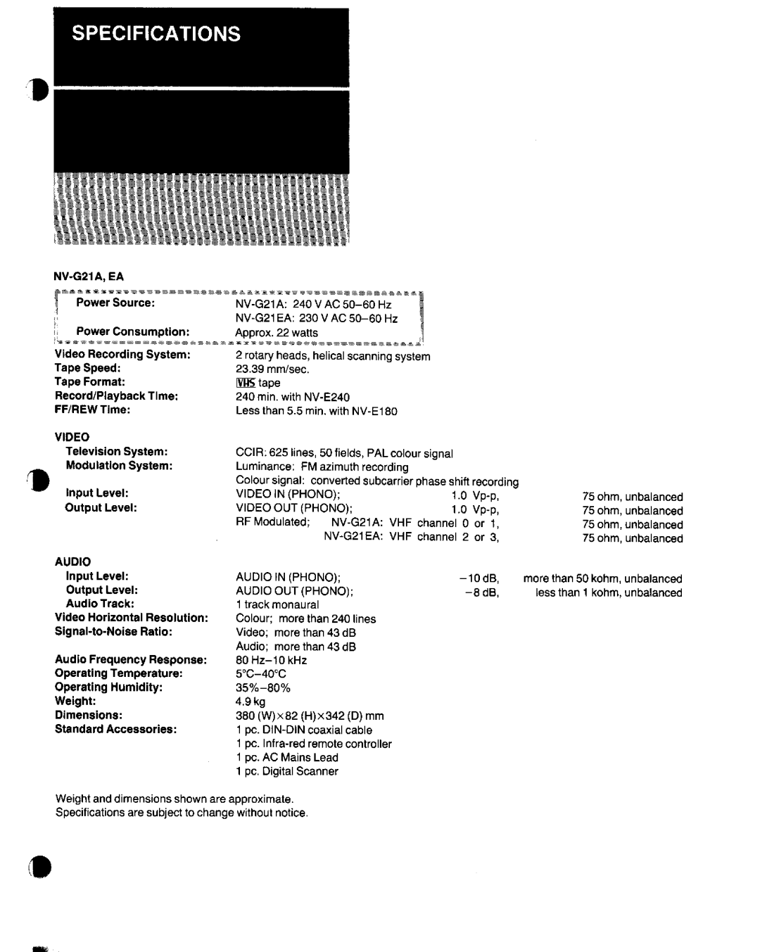 Panasonic NV-G21 manual 