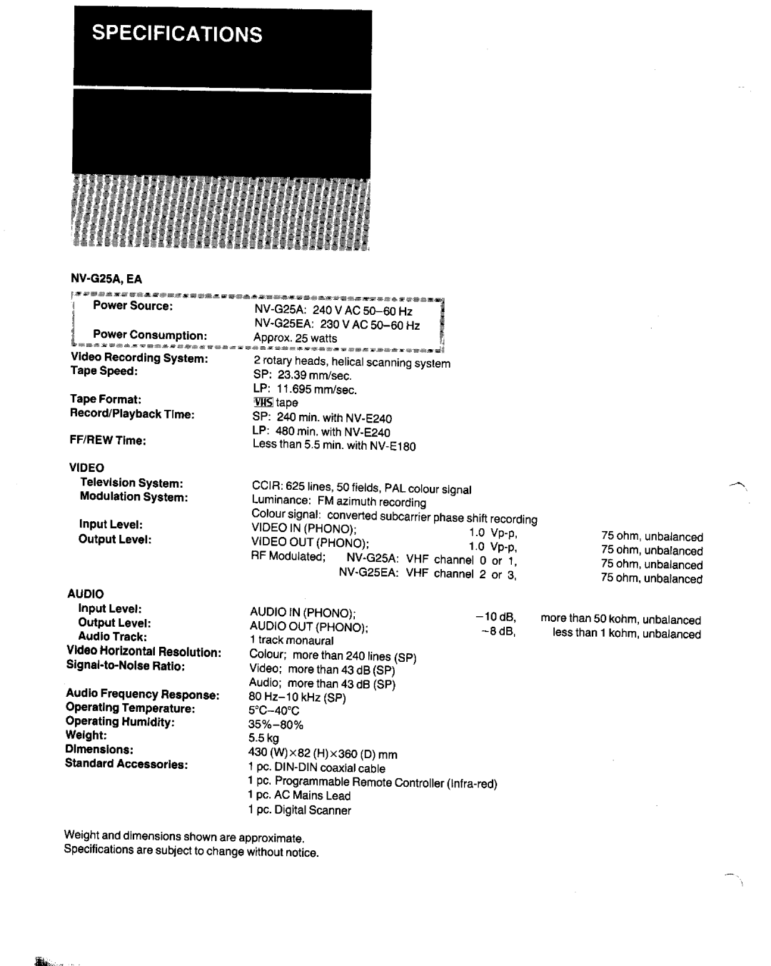 Panasonic NV-G25 Series manual 