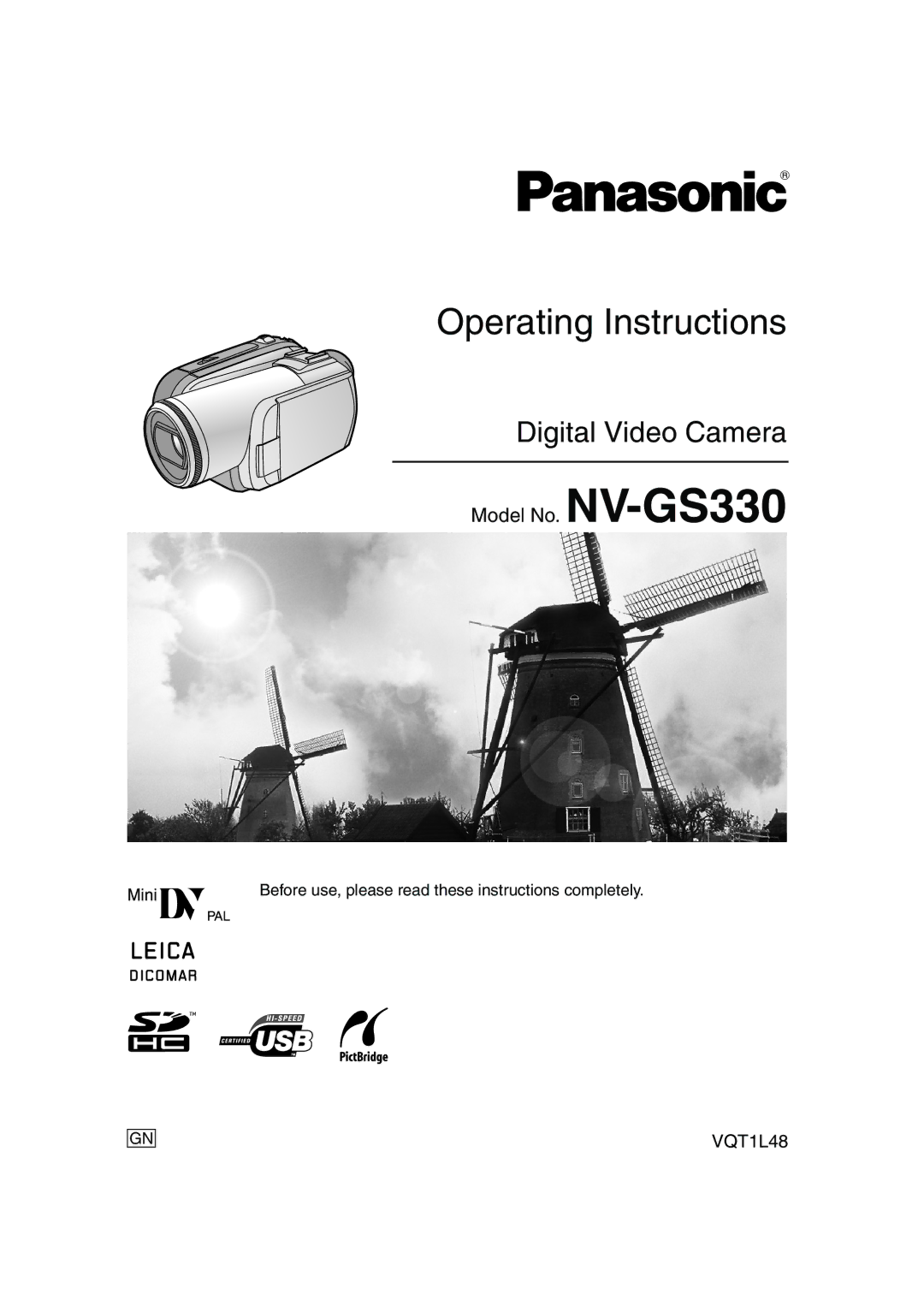 Panasonic NV GS 330 operating instructions Operating Instructions 