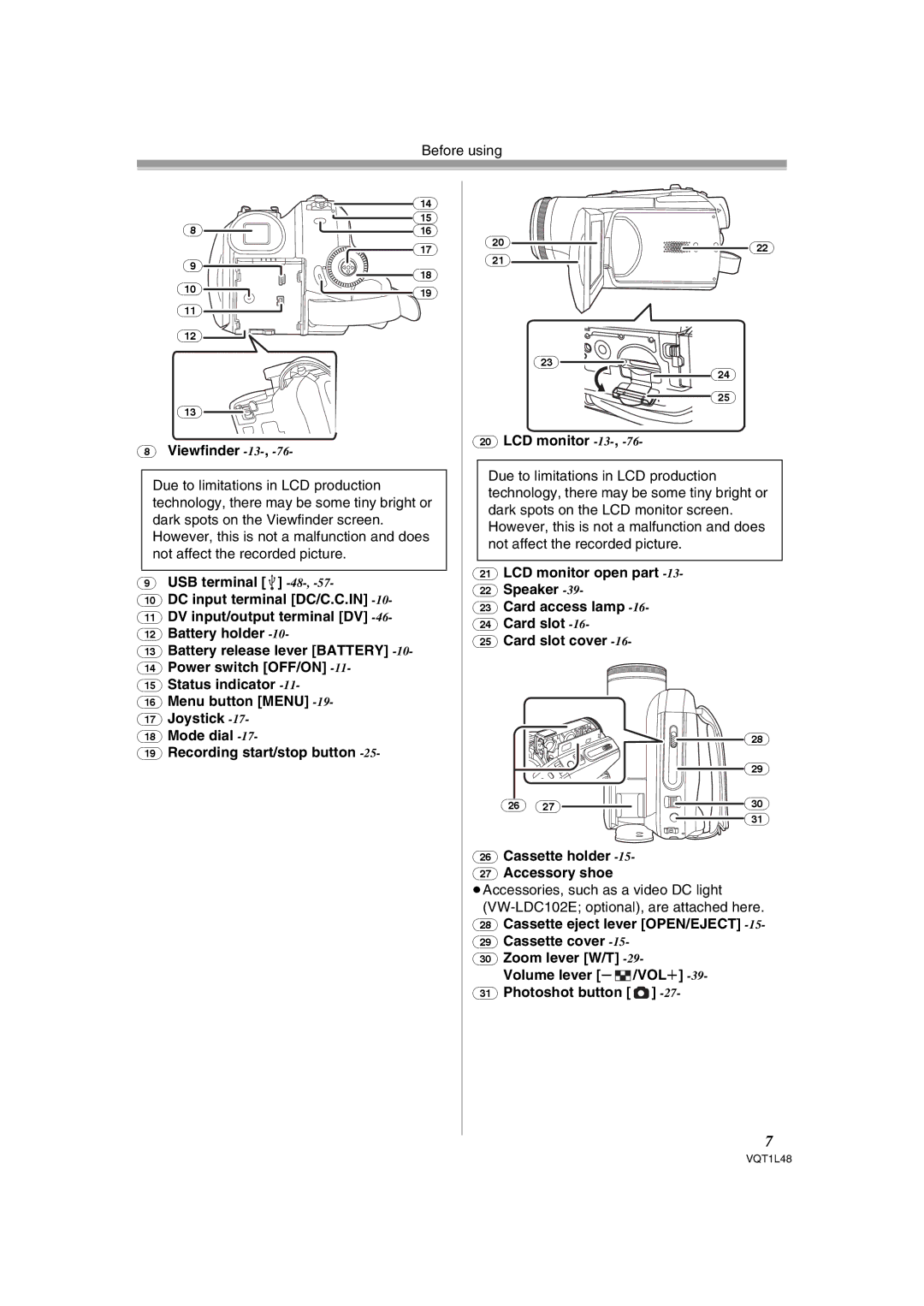 Panasonic NV GS 330 operating instructions Viewfinder -13 