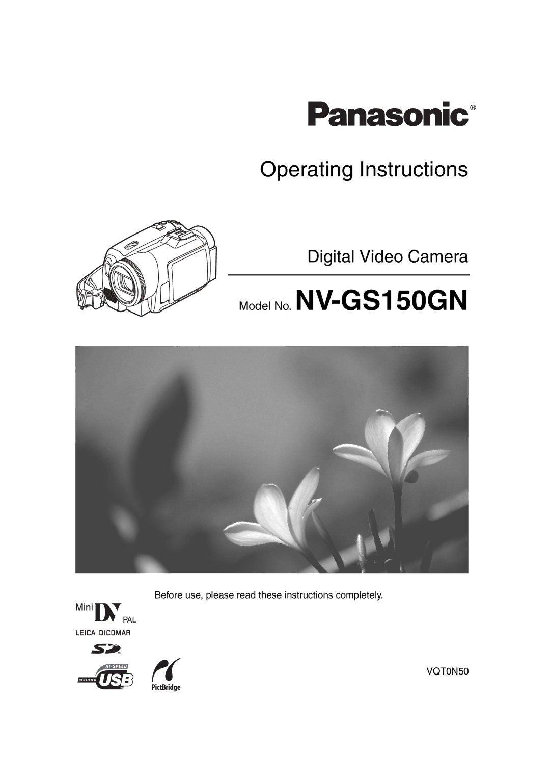 Panasonic NV-GS150GN operating instructions Operating Instructions 