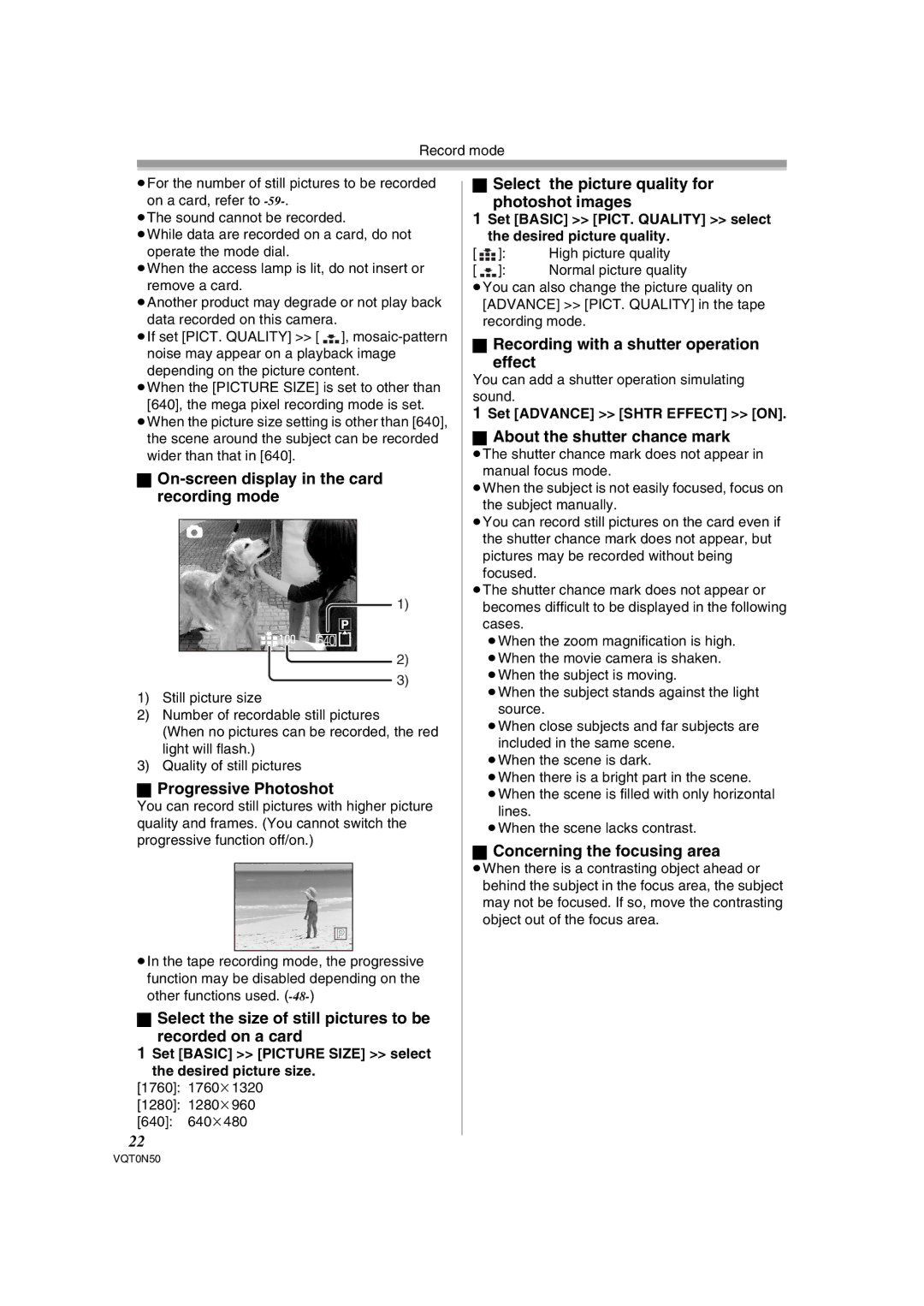 Panasonic NV-GS150GN On-screen display in the card recording mode, Progressive Photoshot, About the shutter chance mark 