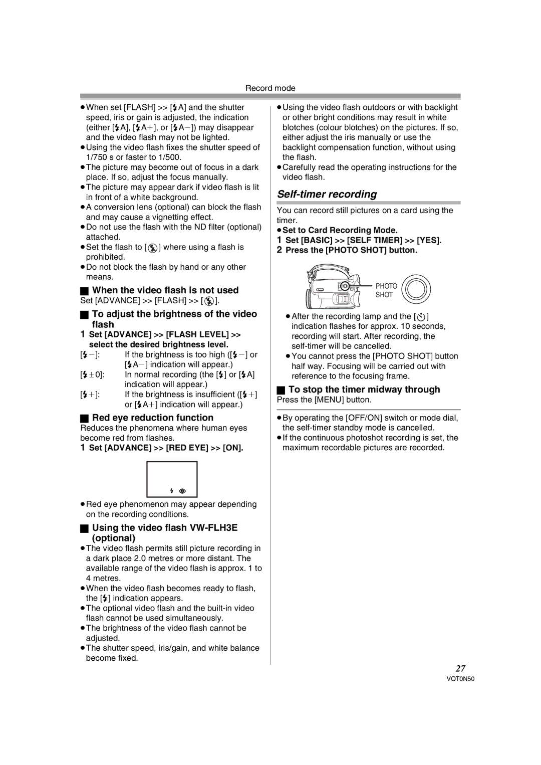 Panasonic NV-GS150GN operating instructions Self-timer recording 