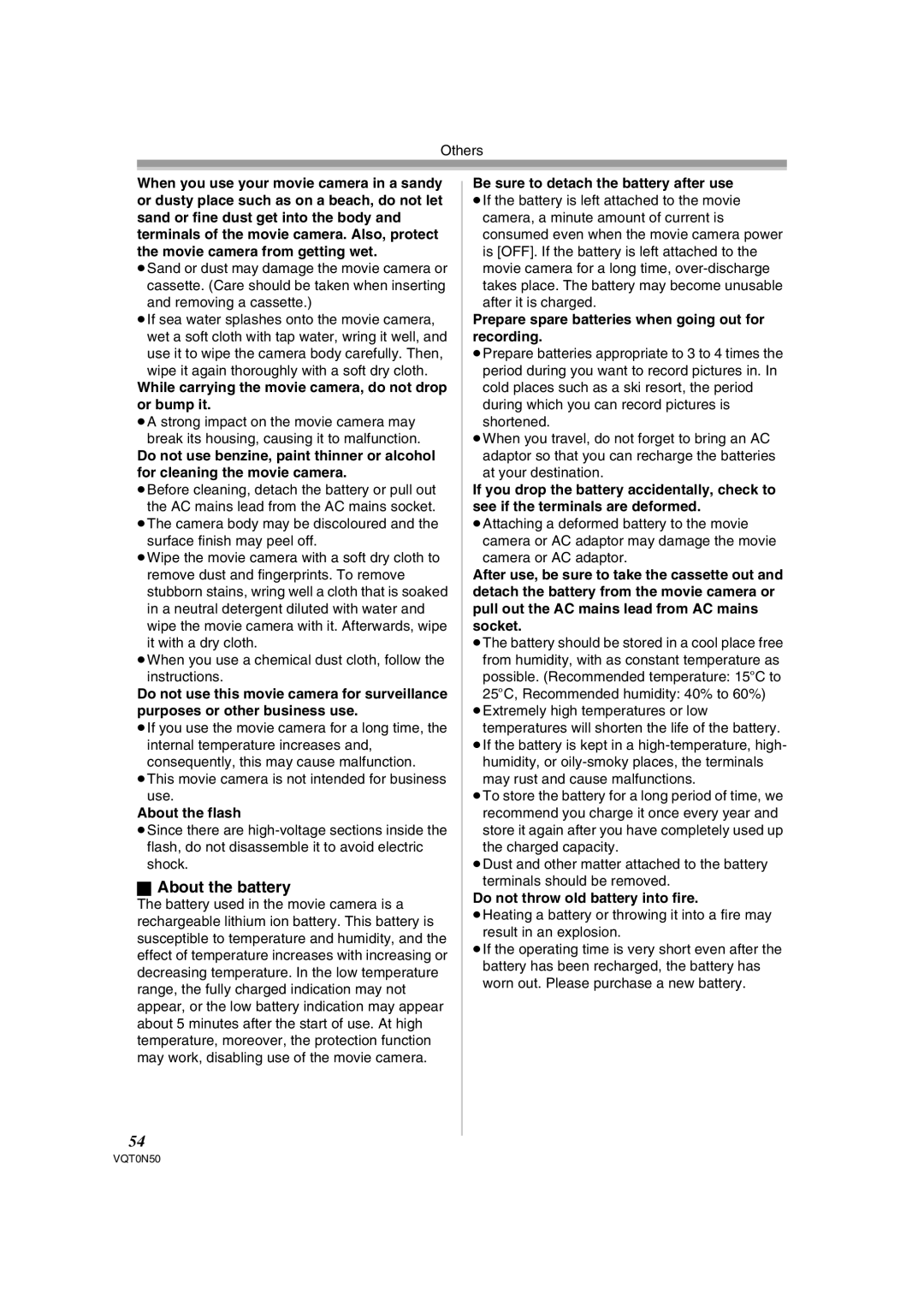 Panasonic NV-GS150GN operating instructions About the battery 