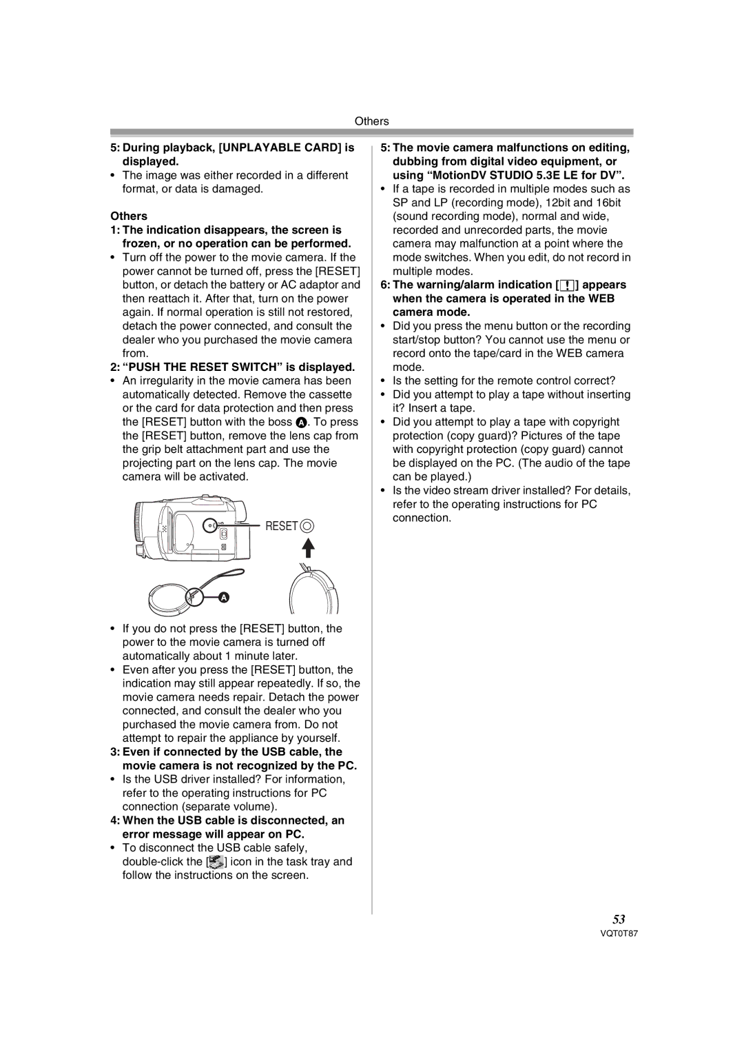 Panasonic NV-GS180EB During playback, Unplayable Card is displayed, Others, Dealer who you purchased the movie camera from 