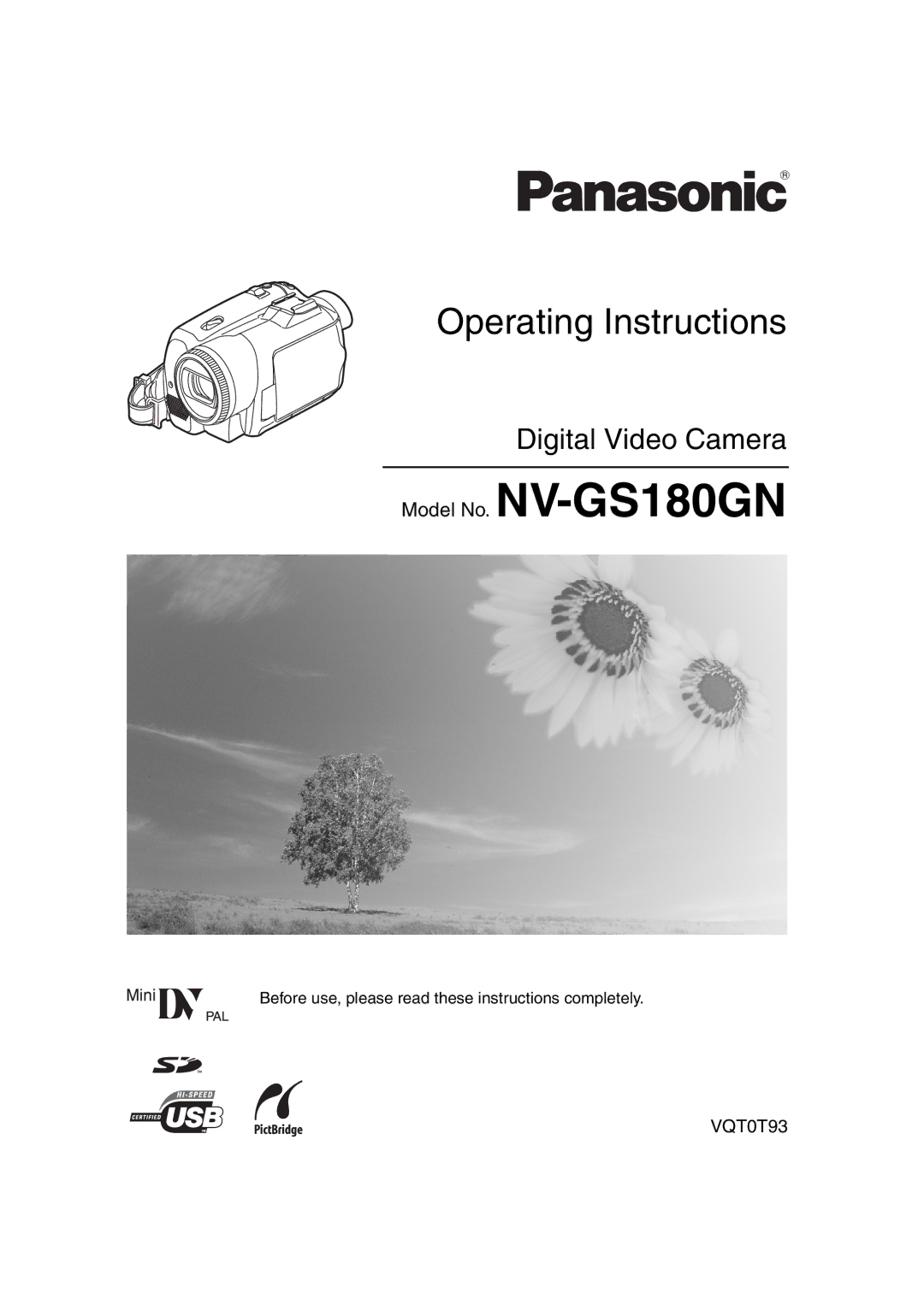 Panasonic NV-GS180GN operating instructions Operating Instructions 