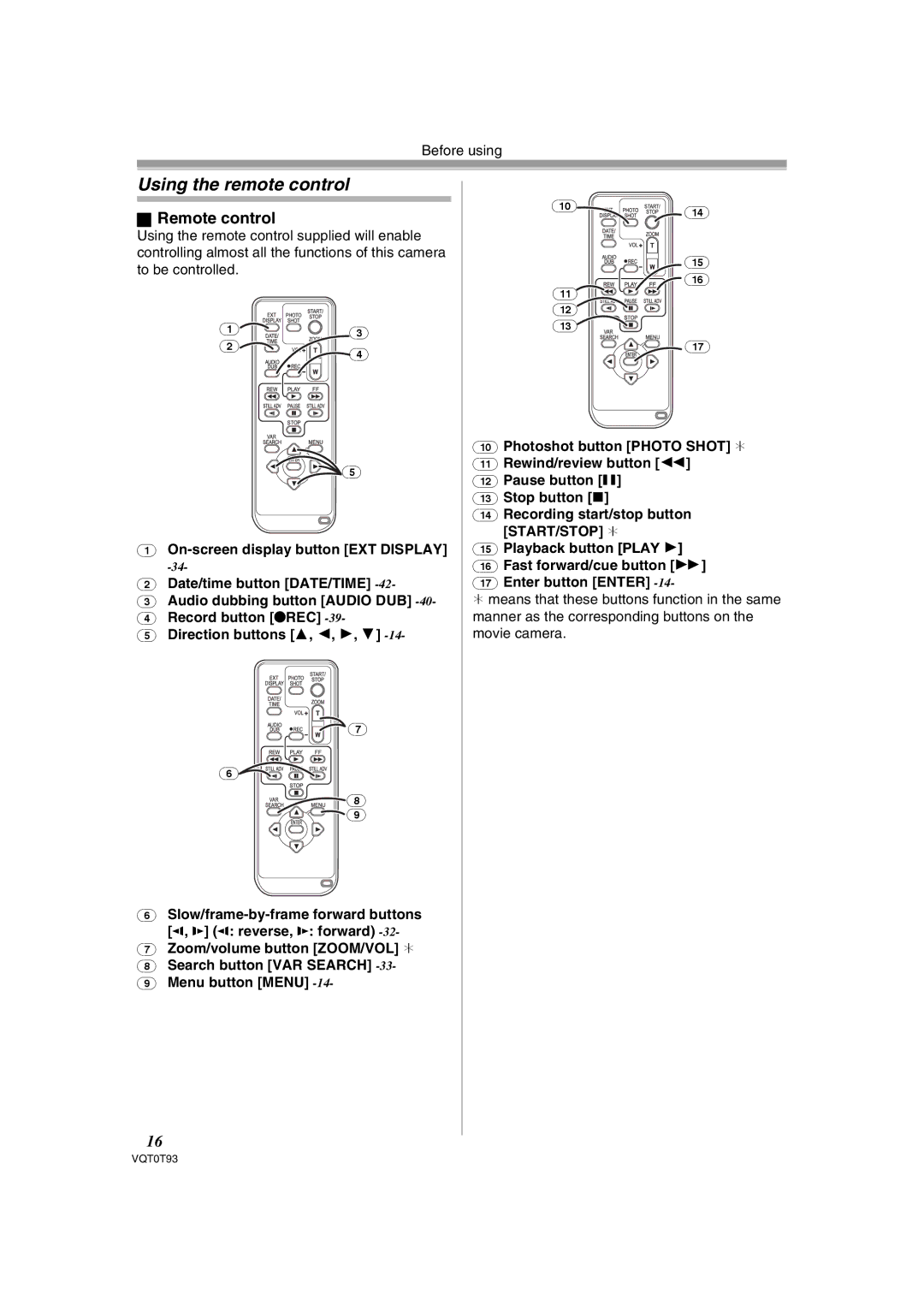 Panasonic NV-GS180GN operating instructions Using the remote control, Remote control 