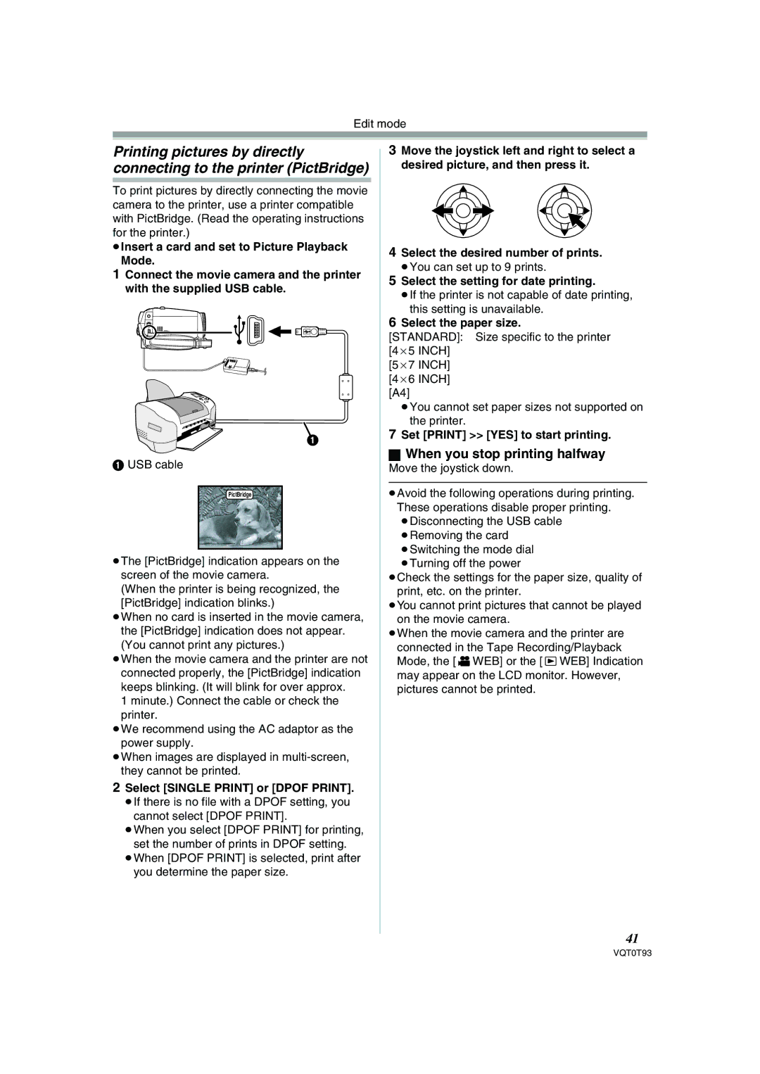 Panasonic NV-GS180GN operating instructions When you stop printing halfway 