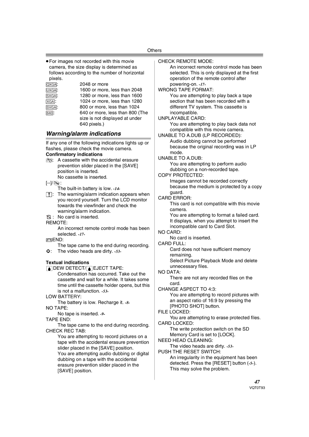 Panasonic NV-GS180GN operating instructions Confirmatory indications, Textual indications 