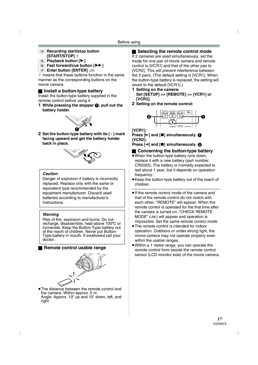 Panasonic NV-GS250GN operating instructions Install a button-type battery, Concerning the button-type battery 