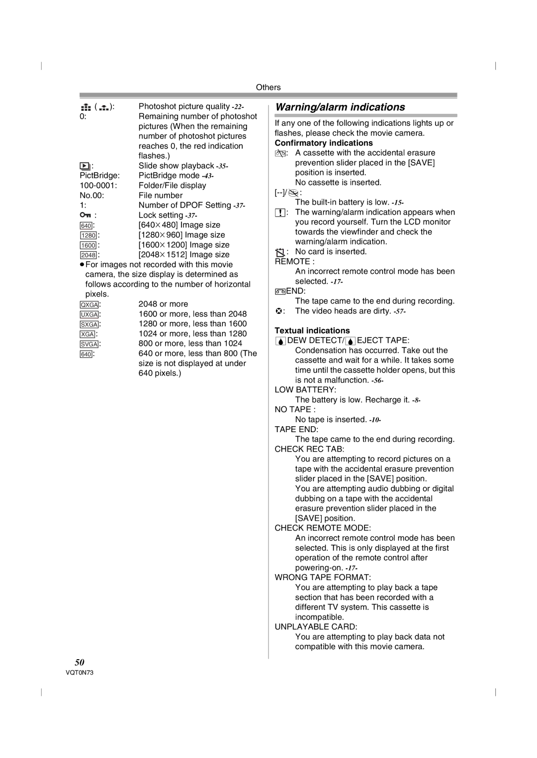 Panasonic NV-GS250GN operating instructions Confirmatory indications, Textual indications 