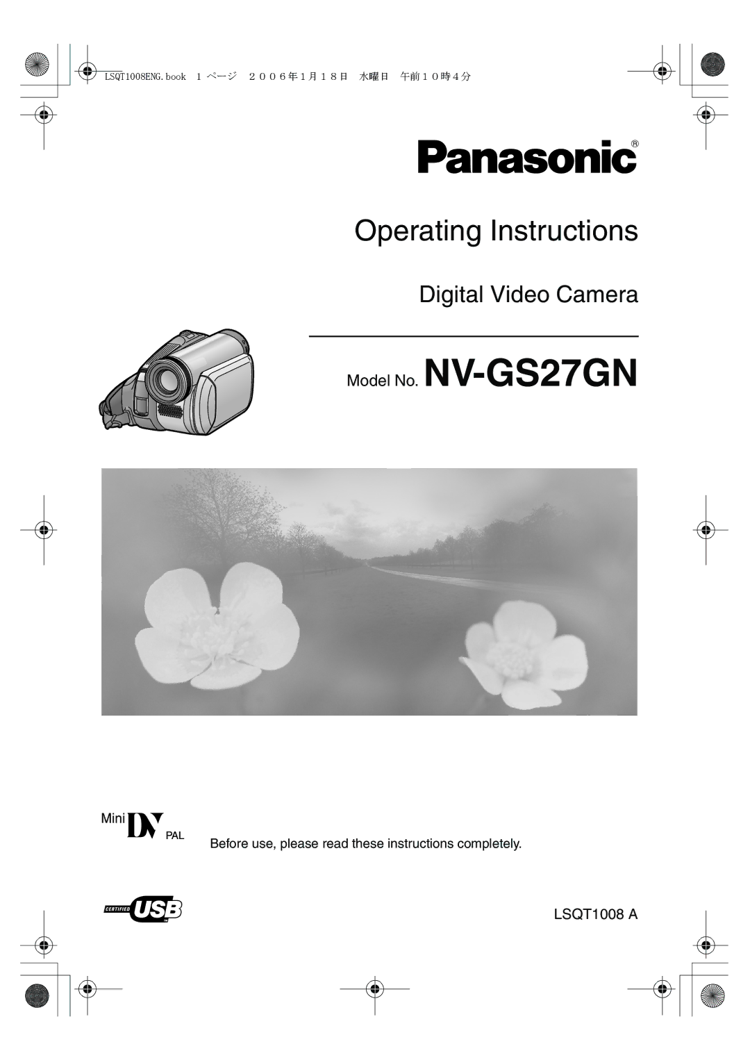 Panasonic NV-GS27GN operating instructions Operating Instructions 